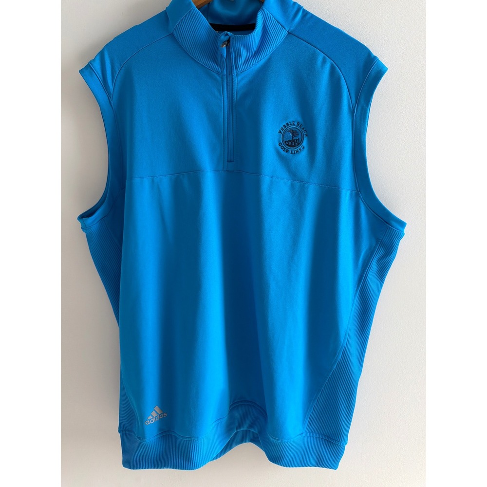 Adidas Golf Vest Mens XL Blue Pebble Beach Golf Links Quarter Zip Pullover